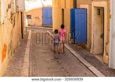 Marseille France. June 22 2019. A Street Scene In The Old Town La Panier In Marseille In France