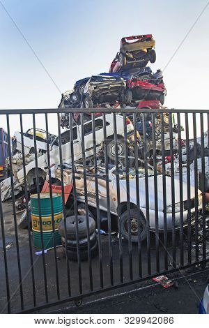 Car Scrap With Old And Damaged Cars