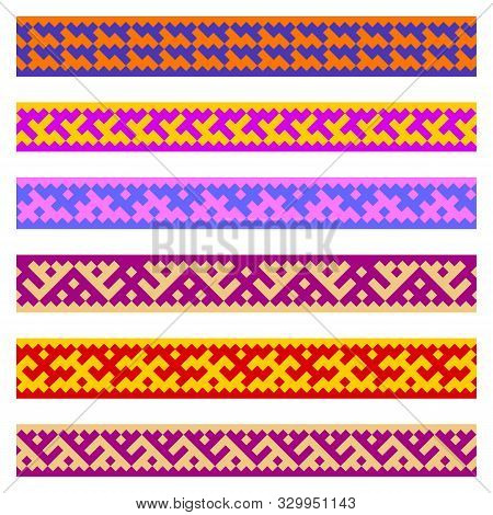Patterns Based On Khanty-mansi Siberian Folk Ornaments Set