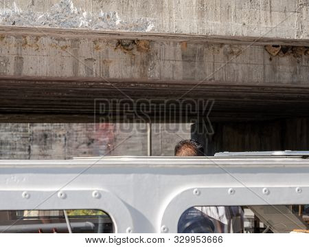 Little Headroom Above River Cruise Boat As It Rises Inside The Lock Of The Valeira Dam On River Dour