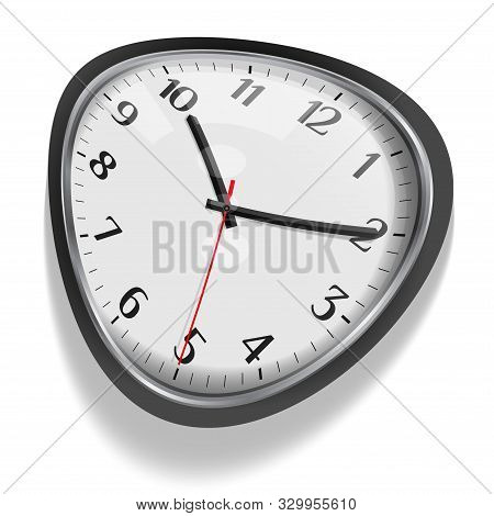 Melting Clock, Distorted Dial With Shadow Isolated On White. Based On Salvador Dali Persistance Of M