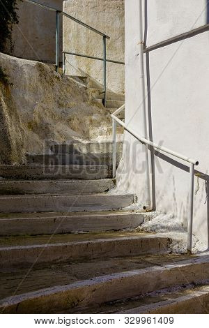 In The Streets Of Pelekas Village On Corfu Island