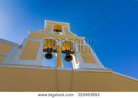 In The Streets Of Pelekas Village On Corfu Island