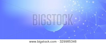 Blue Big Data Blue. Technology Texture. Light Triangular Architecture. Geometric Poster. Big Data Ce