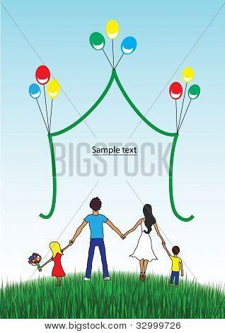 Família feliz passa tempo juntos na natureza
