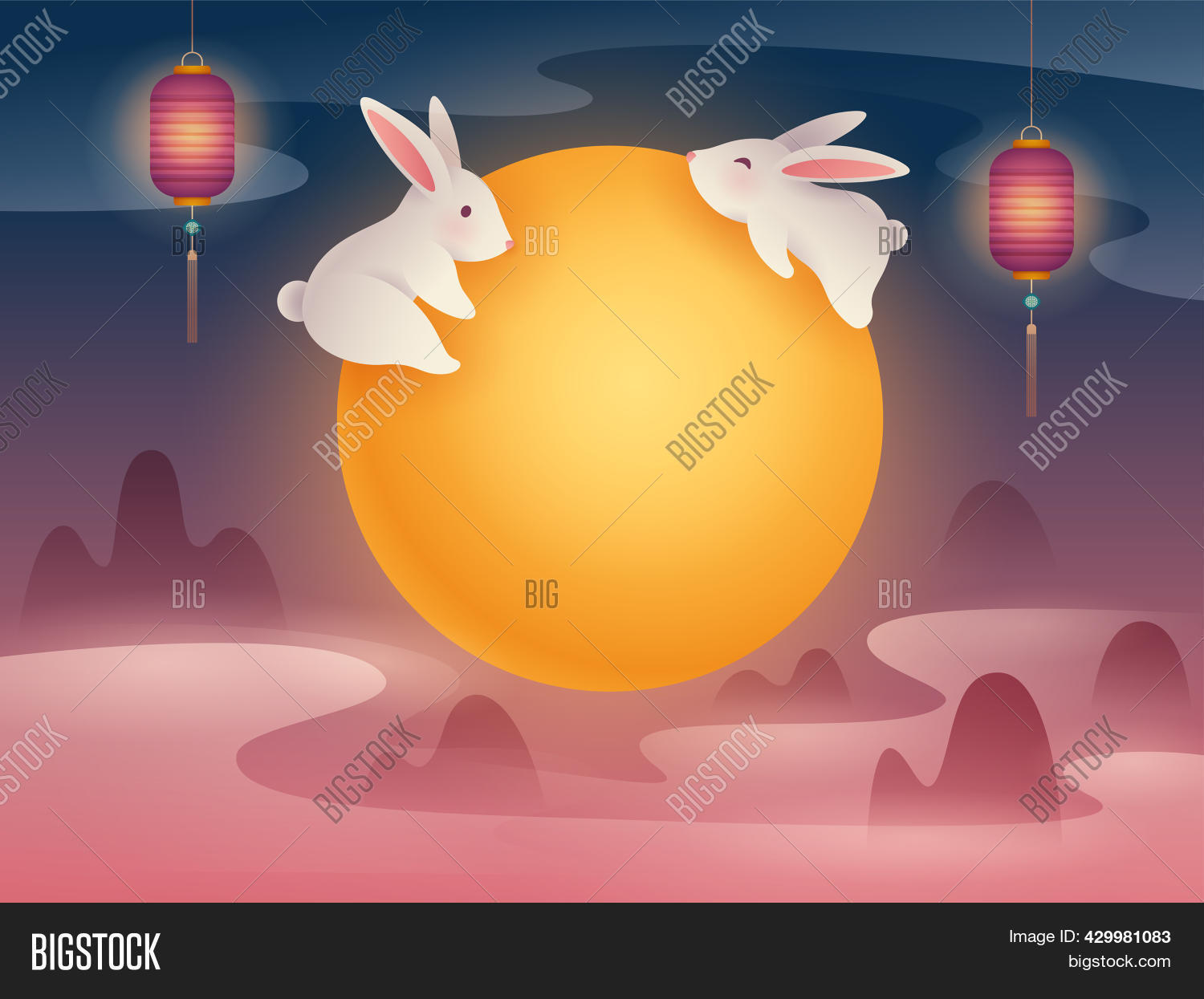 Rabbits On Moon. Image & Photo (Free Trial) | Bigstock