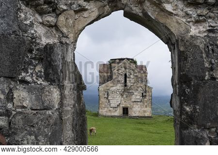 An Ancient Bedian Temple In The Mountains Of The Republic Of Abkhazia. Cloudy Day May 19, 2021