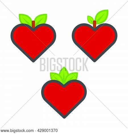 World Vegeratian Day Illustration. Heart With Green Leaf Illustration Represent Healthy Global Food 