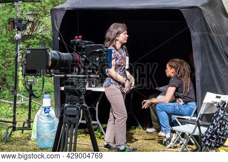 Saint Petersburg, Russia - 17 May 2021. Camera Is Prepared For Filming. Backstage From The Filming O