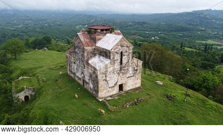 An Ancient Bedian Temple In The Mountains Of The Republic Of Abkhazia. Cloudy Day May 19, 2021