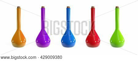 Set Of Bottles With Potion For The Game. 3d Render.