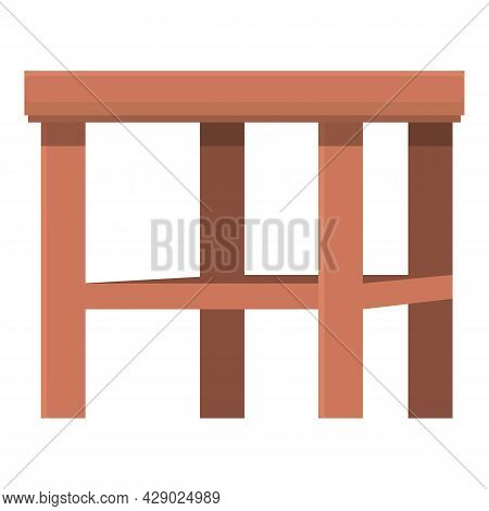 Wood Backless Chair Icon Cartoon Vector. Outdoor Wooden Furniture. Beach Terrace