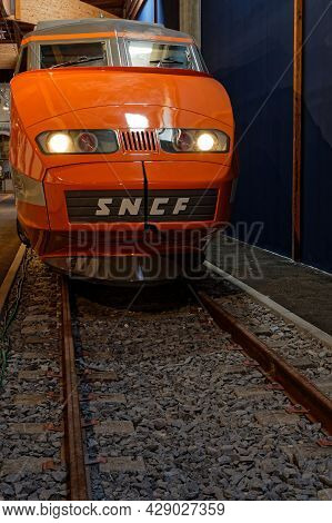 Mulhouse, France, June 26, 2021 : French High Speed Train In La Cité Du Train (train City), Formerly