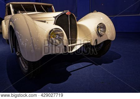 Mulhouse, France, June 28, 2021 : Old Bugatti Car. The Cité De L'automobile Houses The World's Large