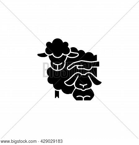 Petting Zoo Black Glyph Icon. Interactive Zoo For Kids. Persons Able To Touch And Feed Animals. Dome