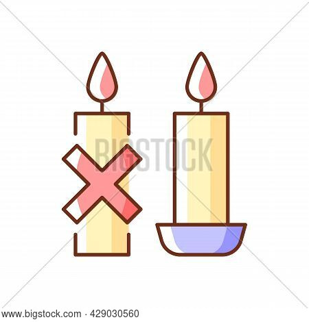 Use Candleholder Rgb Color Manual Label Icon. Hot Wax Spills Prevention. Providing Support To Candle