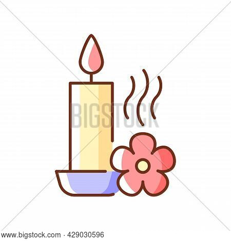 Scented Candle Rgb Color Manual Label Icon. Fragrant Oils And Wax Mixture. Burning With Pleasant Aro
