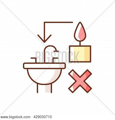 Never Throw Hot Wax Down Sink Rgb Color Manual Label Icon. Clogging Sink Risk. Leftover Wax Disposal