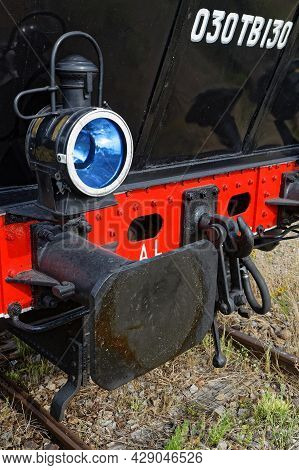 Neuf-brisach, France, June 27, 2021 : Detail Of A Locomotive. Volunteers Operates Old Steam Or Elect