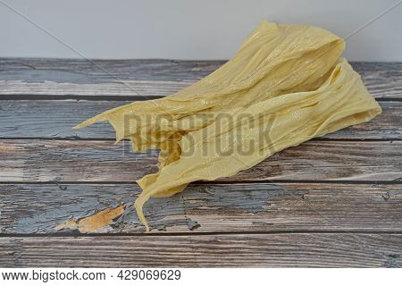 Tofu Skin, Or Locally Known As Foochuk Is A Food Product Made From Soybean Film When Boiling Of Soy 
