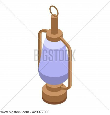 Old Kerosene Lamp Icon Isometric Vector. Fire Lantern. Camp Light