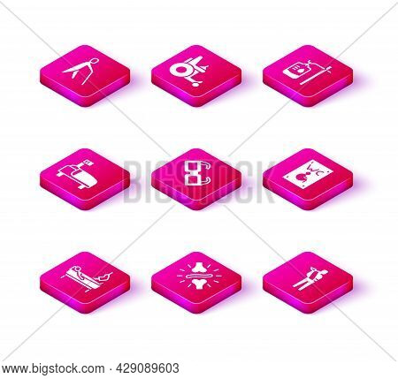 Set Patient With Broken Leg, Joint Pain, Knee Pain, Hospital Bed, Eyeglasses, Human Arm, Separated T