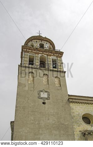 Tower Of The O Church Seen From Below In Sanlucar De Barrameda, Cadiz, Andalusia, Spain