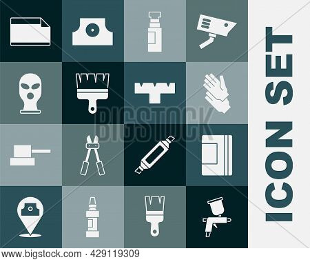 Set Paint Spray Gun, Spiral Notebook, Rubber Gloves, Marker Pen, Brush, Balaclava, Paper Adhesive St