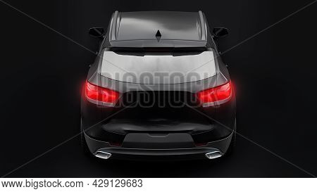 A Black Ultra-modern Suv With A Catchy Expressive Design For Young People And Families On A Black Is