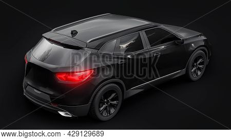 A Black Ultra-modern Suv With A Catchy Expressive Design For Young People And Families On A Black Is