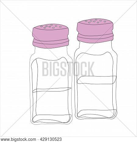 Glass Bottles For Salt And Pepper Vector Stock Illustration. Seasonings. Isolated On A White Backgro