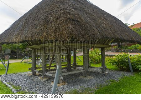 Old Barn House Of Okinawa Village At Ocean Expo Park In Okinawa, Japan.
