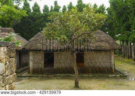 Old Barn House Of Okinawa Village At Ocean Expo Park In Okinawa, Japan.