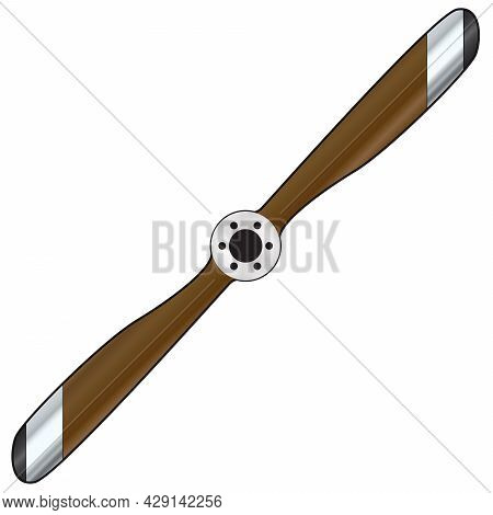 An Old Fashioned Wooden Aircraft Propeller With Individual Paintwork Isolated Over A White Backgroun