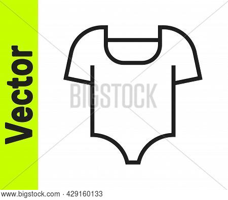 Black Line Summer Beach Swimsuit Icon Isolated On White Background. Beach Women Fashion. Vector