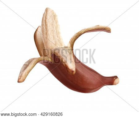 Tasty Peeled Red Baby Banana Isolated On White