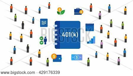401k Plan Retirement For Employee Financial Management Saving Pension Investment For Retire Fund