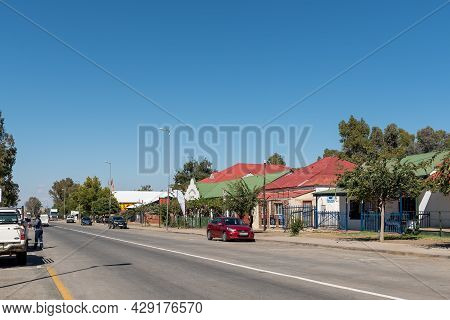 Smithfield, South Africa - April 23, 2021: A Street Scene, With Businesses, People And Vehicles, In 