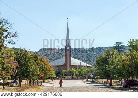 Smithfield, South Africa - April 23, 2021: A Street Scene, With Dutch Reformed Church, In Smithfield