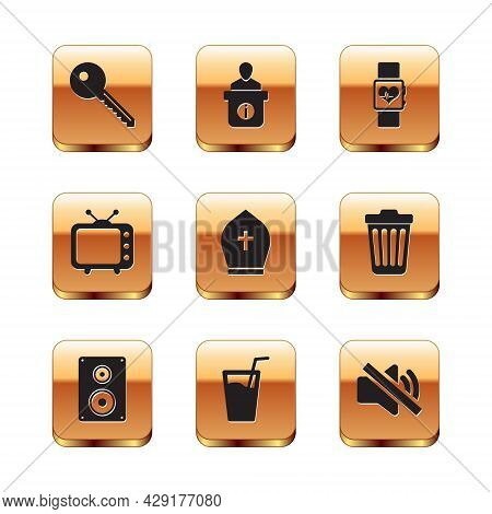 Set Key, Stereo Speaker, Glass With Water, Pope Hat, Television Tv And Smart Watch Heart Beat Rate I
