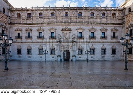Toledo, Spain - Dec 01, 2019: Alcazar Of Toledo, A Stone Fortification Located In The Highest Part O