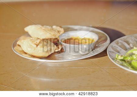 Samosa morgenmad på fedtet Dhabha