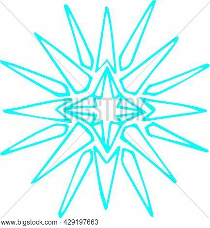 Blue Snowflake In Cartoon Style. Winter, New Year, Christmas. Vector Stock Illustration Isolated On 