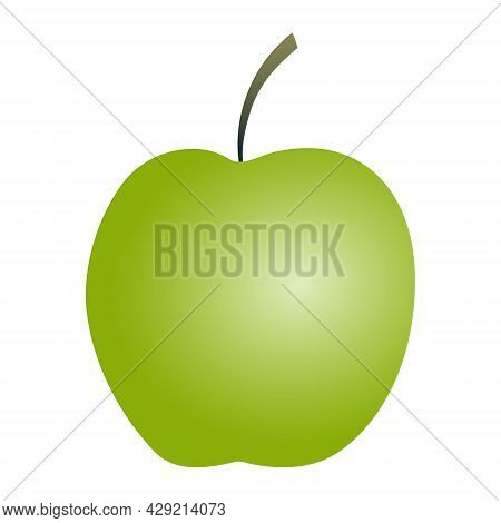 Green Flat Art Apple With A Stem Isolated On A White Background