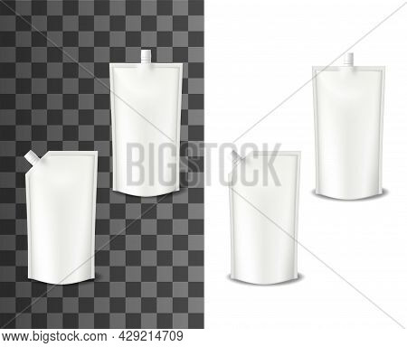Mayonnaise Doypack, Realistic Packaging Or Doy Pack, Vector Isolated. Mayonnaise Sauce Doypack Or Pl