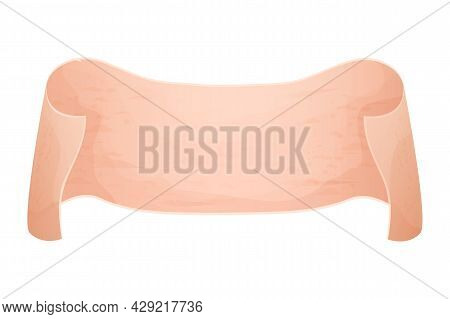 Parchment Paper, Scroll Papyrus, Empty Frame, Blank In Cartoon Style Detailed Isolated On White Back