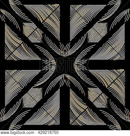 Embossed 3d Geometric Seamless Pattern. Vector Emboss Background. Textured Raised Backdrop. Surface 
