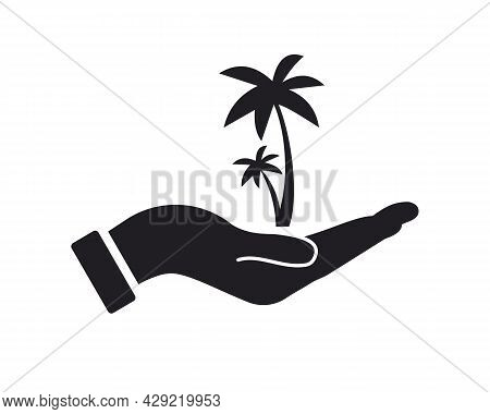 Hand Plam Logo Design. Plam Logo With Hand Concept Vector. Hand And Plam Logo Design