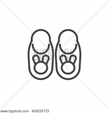 Bunny Slippers Line Icon. Linear Style Sign For Mobile Concept And Web Design. Rabbit Slippers Vecto