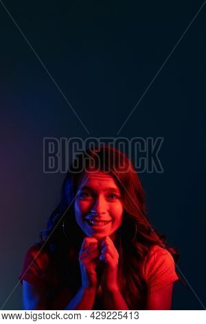 Pleading Woman. Asking Apology. Request Favor. Begging Please. Cute Smiling Young Girl With Implorin